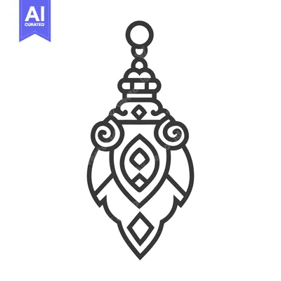Aset desain premium: Decorative pendant stylized with symmetrical curves and geometric elem