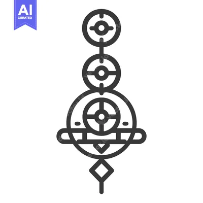 Aset premium populer: A vertical abstract graphic illustration comprised of circular and ang