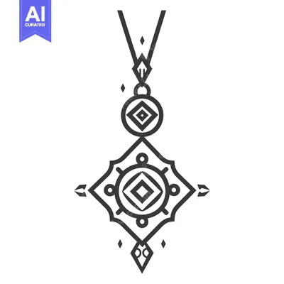 Aset desain premium: This detailed geometric necklace design is symmetrical and ornate look