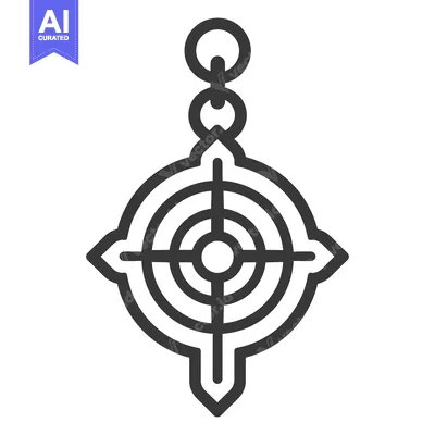 Aset premium populer: A simple black target pendant hanging from a chain ring