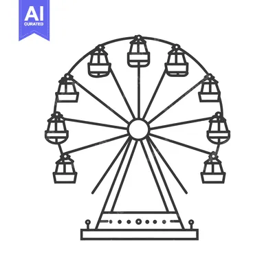Aset desain premium: A Graphic Illustration Depicting a Carnival Amusement Park Ferris Whee