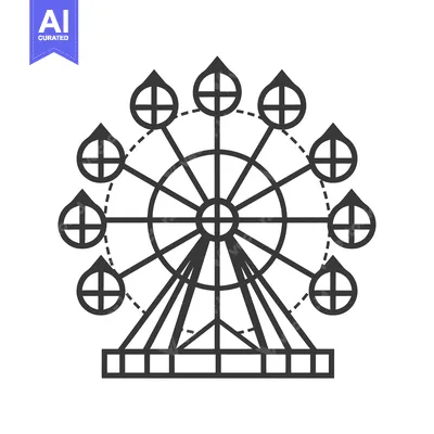 Aset premium populer: Black and white graphic illustration of a carnival ferris wheel