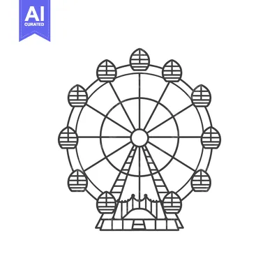 Premium design asset: A detailed illustration of a stylized amusement park ferris wheel
