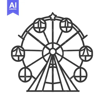Popular premium asset: A graphic illustration of a ferris wheel with cabins and star
