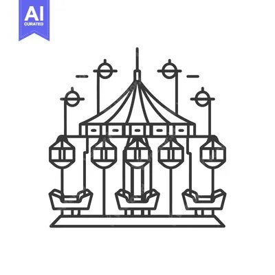 Aset premium populer: Simple Illustration Depicting a Classic Amusement Park Ride Structure