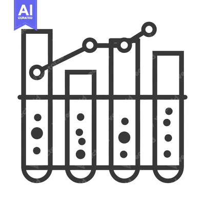 Aset desain premium: A scientific illustration showing test tubes with data analysis