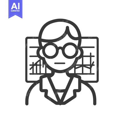 Aset desain premium: Illustration of a person analyzing charts wearing round spectacles