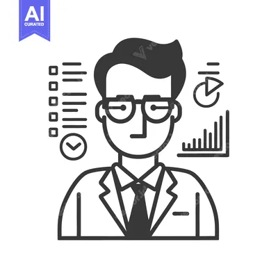 Aset desain premium: An illustrated person analyzing data with charts and graphs