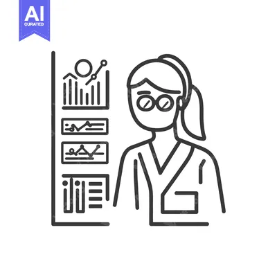 Aset premium populer: A scientist wearing glasses stands near analytical data charts
