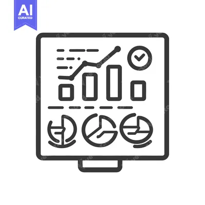 Aset desain premium: The illustration depicts business data with graphs and charts