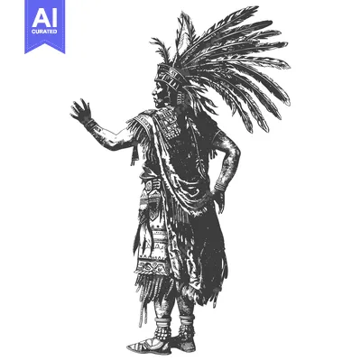Aset desain premium: A Native American Man Wearing Traditional Clothing and Headdress