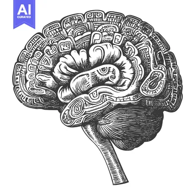 Aset premium populer: An Aztec-Style Illustration of the Human Brain