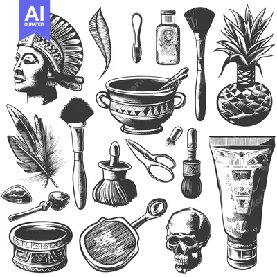 Aset desain premium: Ancient Aztec or Mayan Culture Themed Tattoo Flash Design