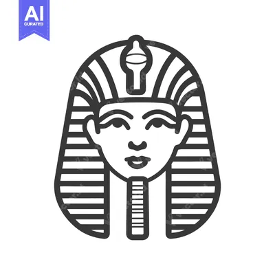 Aset premium populer: Black and white graphic illustration of a pharaohs face with jewelry