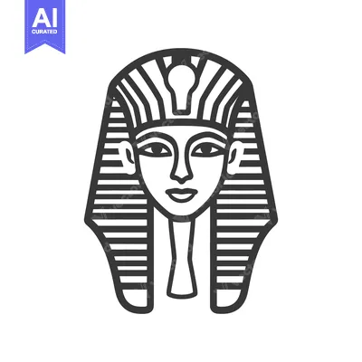 Aset desain premium: A stylized black and white illustration of an ancient pharaoh