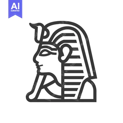 Aset desain premium: A stylized profile portrait of a regal egyptian pharaoh