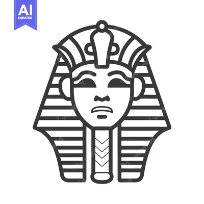Popular premium asset: Stylized Illustration of a Pharaohs Mask and Headdress in Black and Wh