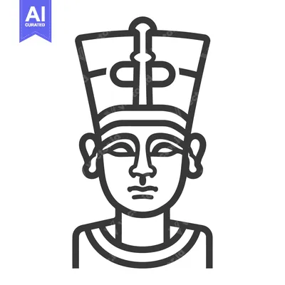 Aset premium populer: A stylized line art portrait of an ancient ruler of Egypt