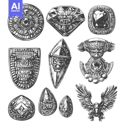 Aset desain premium: Ancient Mayan and Aztec Inspired Ornamental Designs