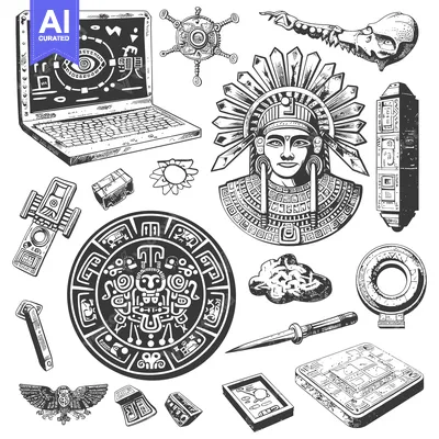 Premium design asset: Ancient Mayan Civilization Artifacts and Symbols