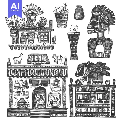 Premium design asset: Ancient Mayan Relief Carving with Figures and Symbols