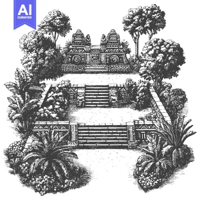 Aset premium populer: Ancient Mayan Temple Entrance Surrounded by Lush Tropical Vegetation