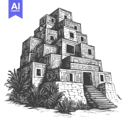 Premium design asset: Ancient Mayan Temple with Ornate Carvings and Steps