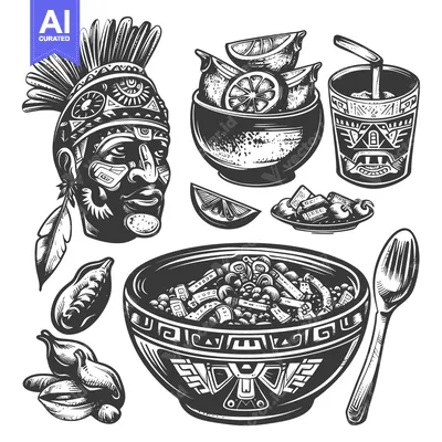Ancient Mayan Tribal Food and Drink Set