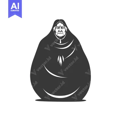 Aset desain premium: An Elderly Woman Dressed in a Long, Flowing Robe