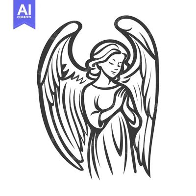 Aset premium populer: A graceful illustration of an angel with large spread wings
