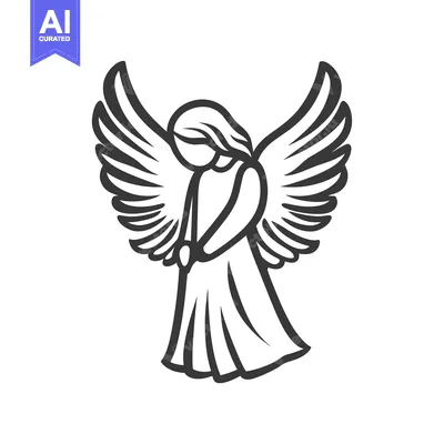Aset premium populer: An abstract illustration of an angel with outstretched feathered wings