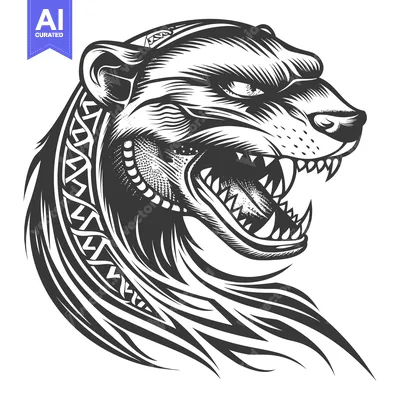 Aset premium populer: Angry Bear Head with Tribal Design