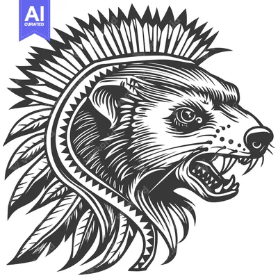 Aset premium populer: Angry Bear With Native American Headdress