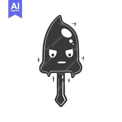 Aset premium populer: Angry Black Cartoon Slime Character With a Sword