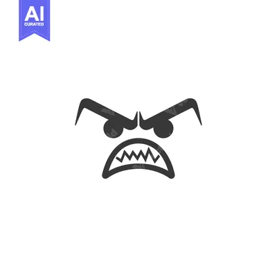 Aset premium populer: Angry cartoon face with furrowed eyebrows and bared teeth