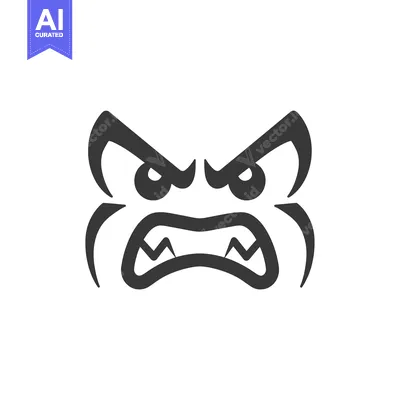Aset premium populer: Angry Cartoon Face with Sharp Teeth and Eyebrows