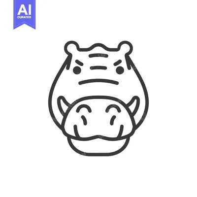 Aset desain premium: Angry Cartoon Hippopotamus with Frown and Open Mouth