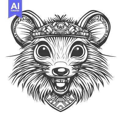 Aset premium populer: Angry Cartoon Mouse with Tribal Headdress