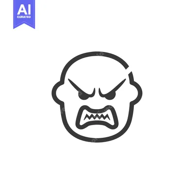 Aset desain premium: Angry Face Emoji with Frowns and Teeth