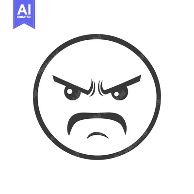 Aset desain premium: A Simple Illustration Depicting a Very Angry Cartoon Face