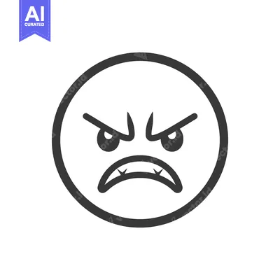 Aset premium populer: A black and white drawing depicting a very angry face