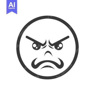 Premium design asset: An illustration of a face expressing a strong feeling of anger