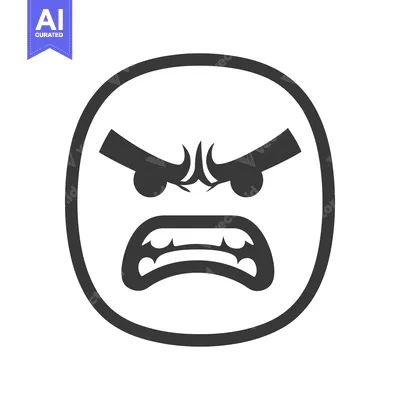 Popular premium asset: A grey circular emoticon expressing extreme anger in its features