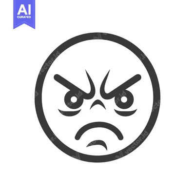 Aset premium populer: An illustration showing an angry face with furrowed eyebrows and frown