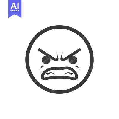 Popular premium asset: An angry face with its eyebrows and mouth in a dark outline