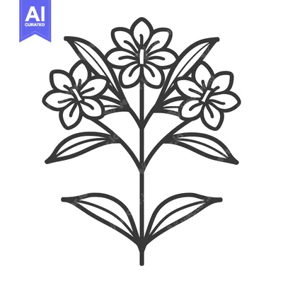 Aset premium populer: Three delicate flowers and leaves are arranged on a stem