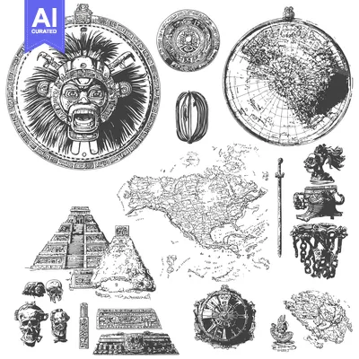 Aset premium populer: An Illustrated Collection of Ancient Mayan and Mesoamerican Artifacts