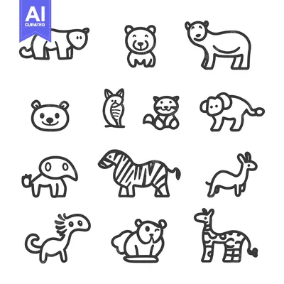 Aset premium populer: Illustrated icons of various cute and friendly cartoon animal characte