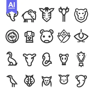 Aset premium populer: A collection of various minimalist linear animal illustrations