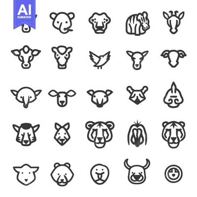 Popular premium asset: Collection of minimalistic animal icons depicting diverse wildlife spe